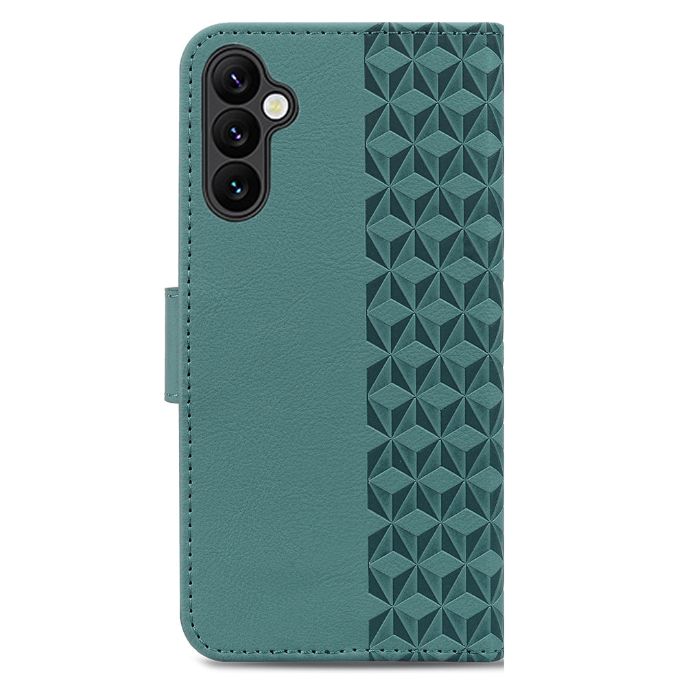 For Samsung Galaxy A16 5G / A16 4G Case Rhombus Pattern Leather Wallet Phone Cover - Green