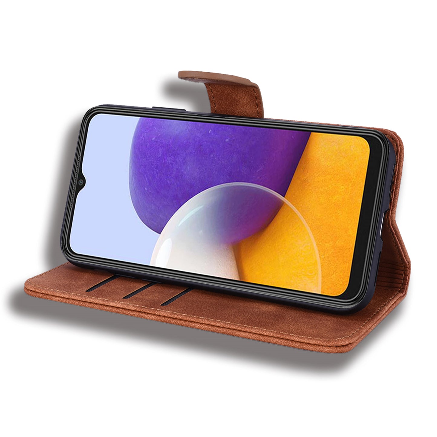 For Samsung Galaxy A16 5G / A16 4G Case PU Leather Wallet Flip Phone Cover Flower Imprinted - Brown