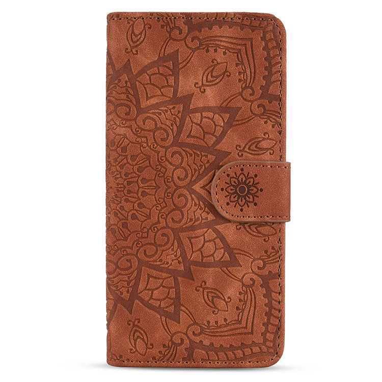For Samsung Galaxy A16 5G Case PU Leather Wallet Flip Phone Cover Flower Imprinted - Brown