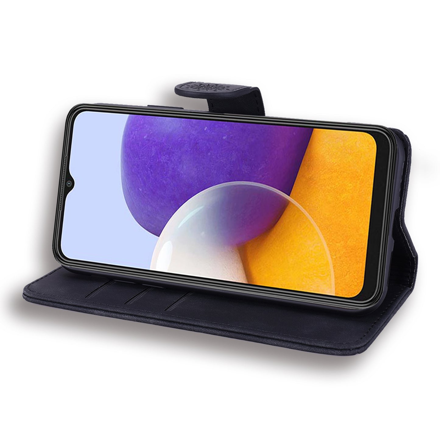 For Samsung Galaxy A16 5G / A16 4G Case PU Leather Wallet Flip Phone Cover Flower Imprinted - Black