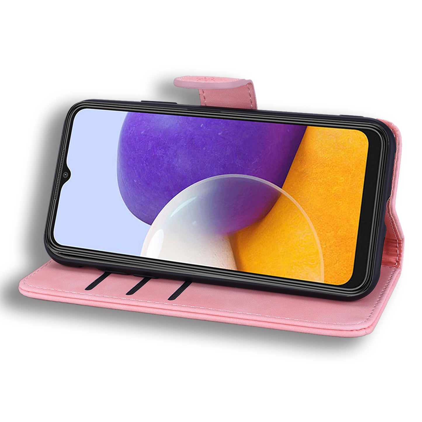 For Samsung Galaxy A16 5G / A16 4G Case PU Leather Wallet Flip Phone Cover Flower Imprinted - Pink