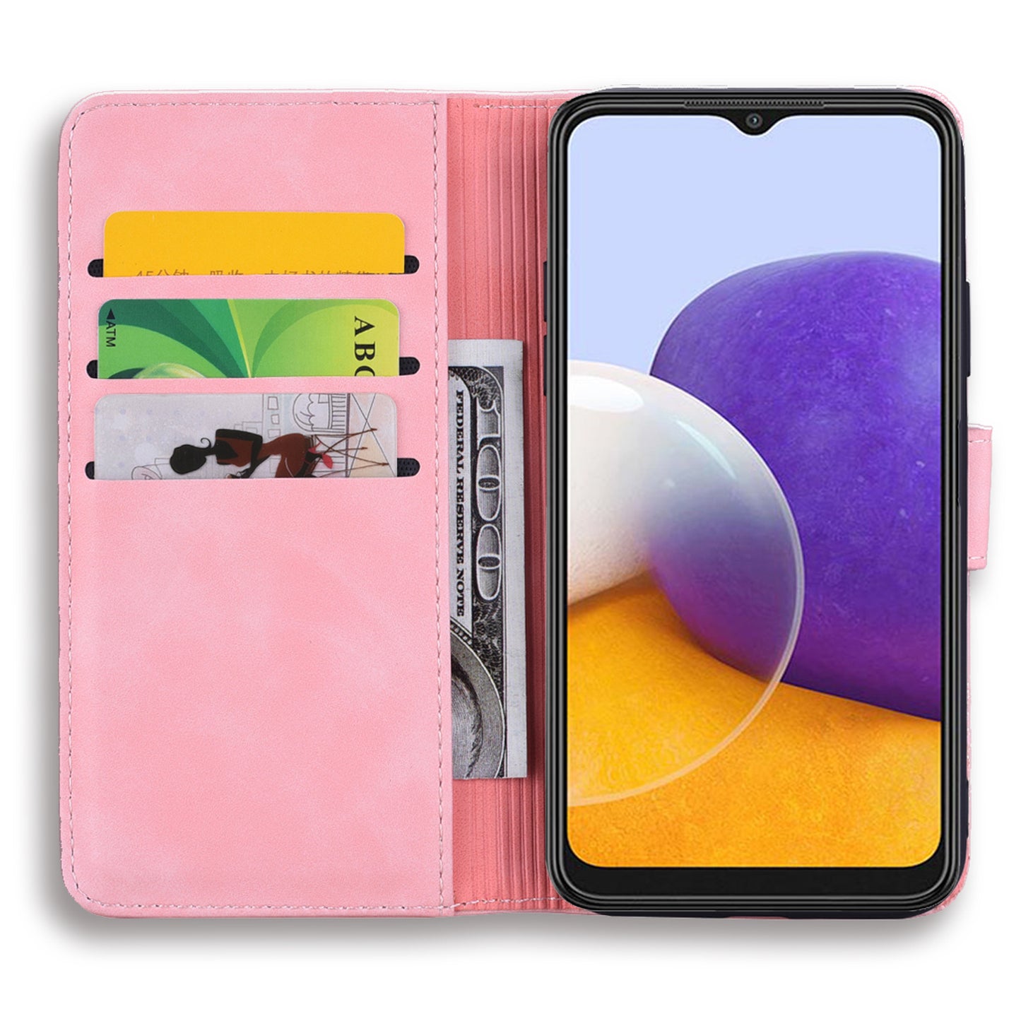 For Samsung Galaxy A16 5G / A16 4G Case PU Leather Wallet Flip Phone Cover Flower Imprinted - Pink