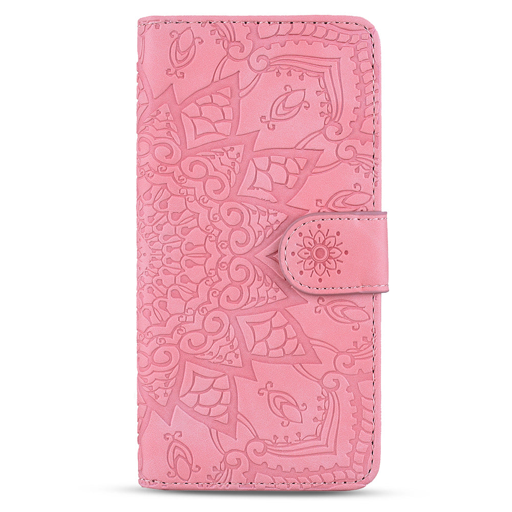 For Samsung Galaxy A16 5G / A16 4G Case PU Leather Wallet Flip Phone Cover Flower Imprinted - Pink