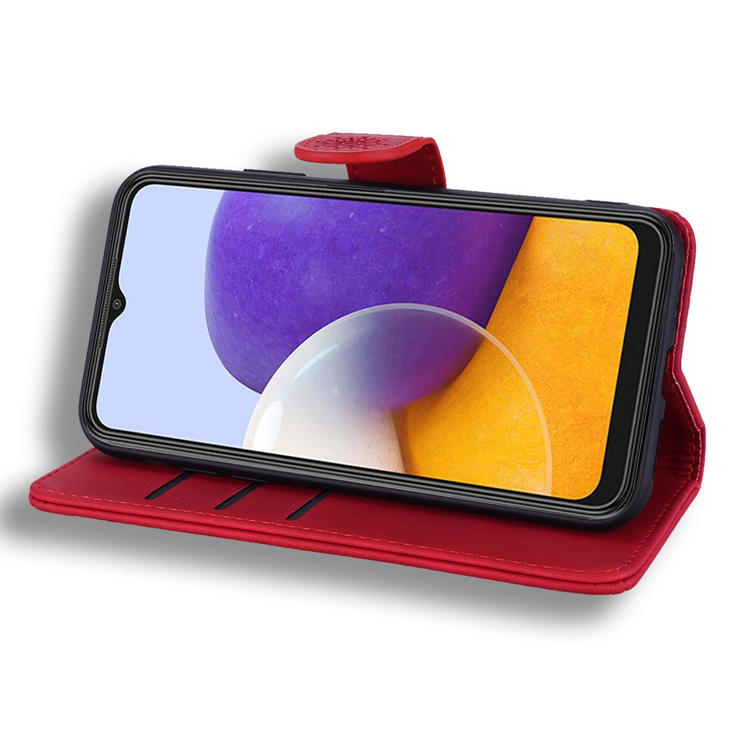 For Samsung Galaxy A16 5G / A16 4G Case PU Leather Wallet Flip Phone Cover Flower Imprinted - Red