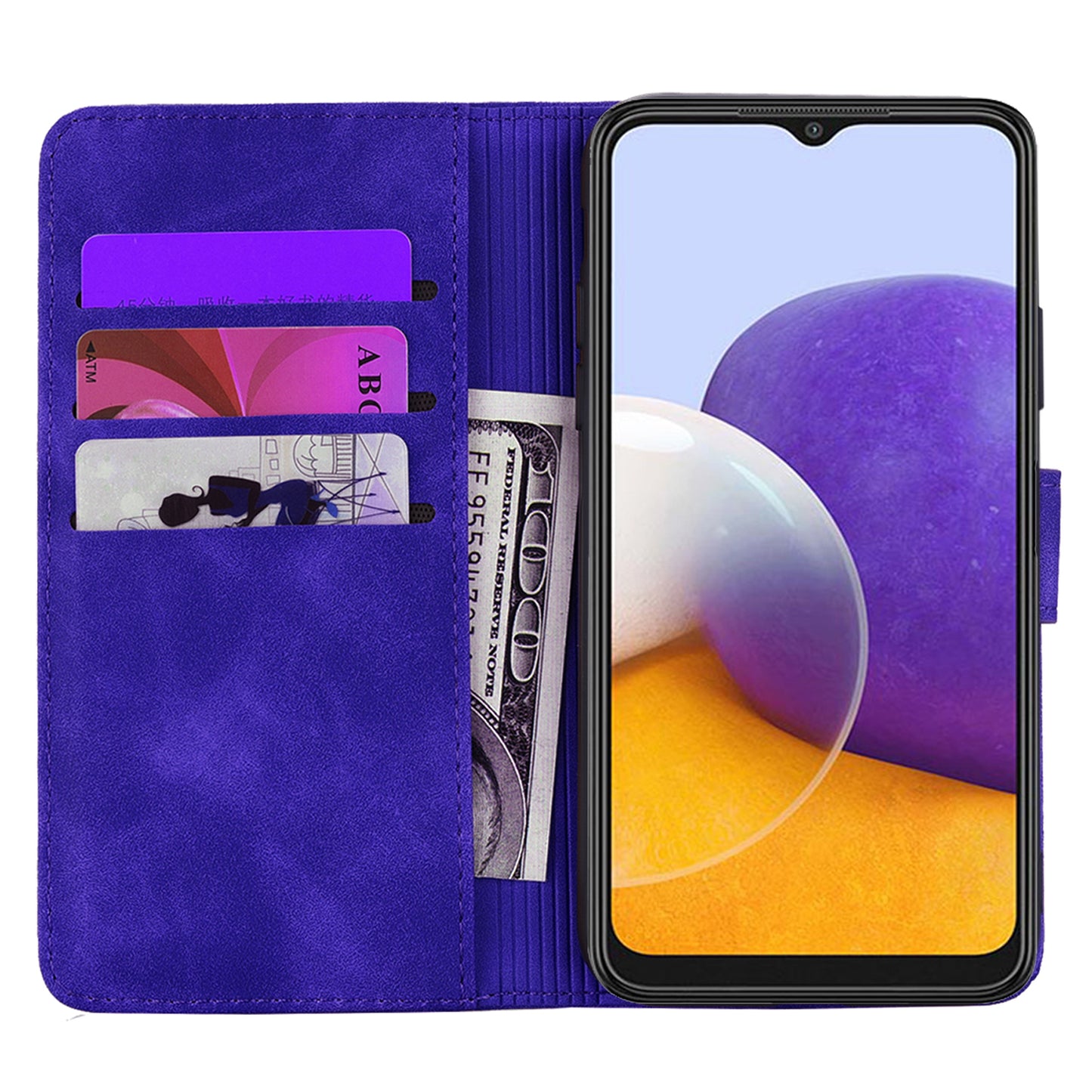 For Samsung Galaxy A16 5G / A16 4G Case PU Leather Wallet Flip Phone Cover Flower Imprinted - Purple
