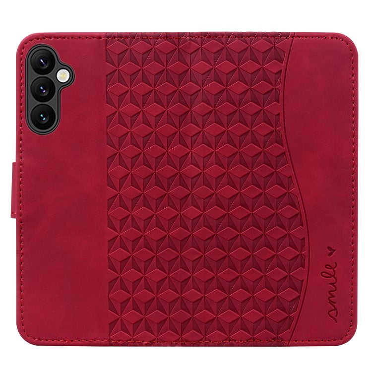 For Samsung Galaxy S24 FE Case Rhombus Pattern Leather Wallet Phone Cover - Red
