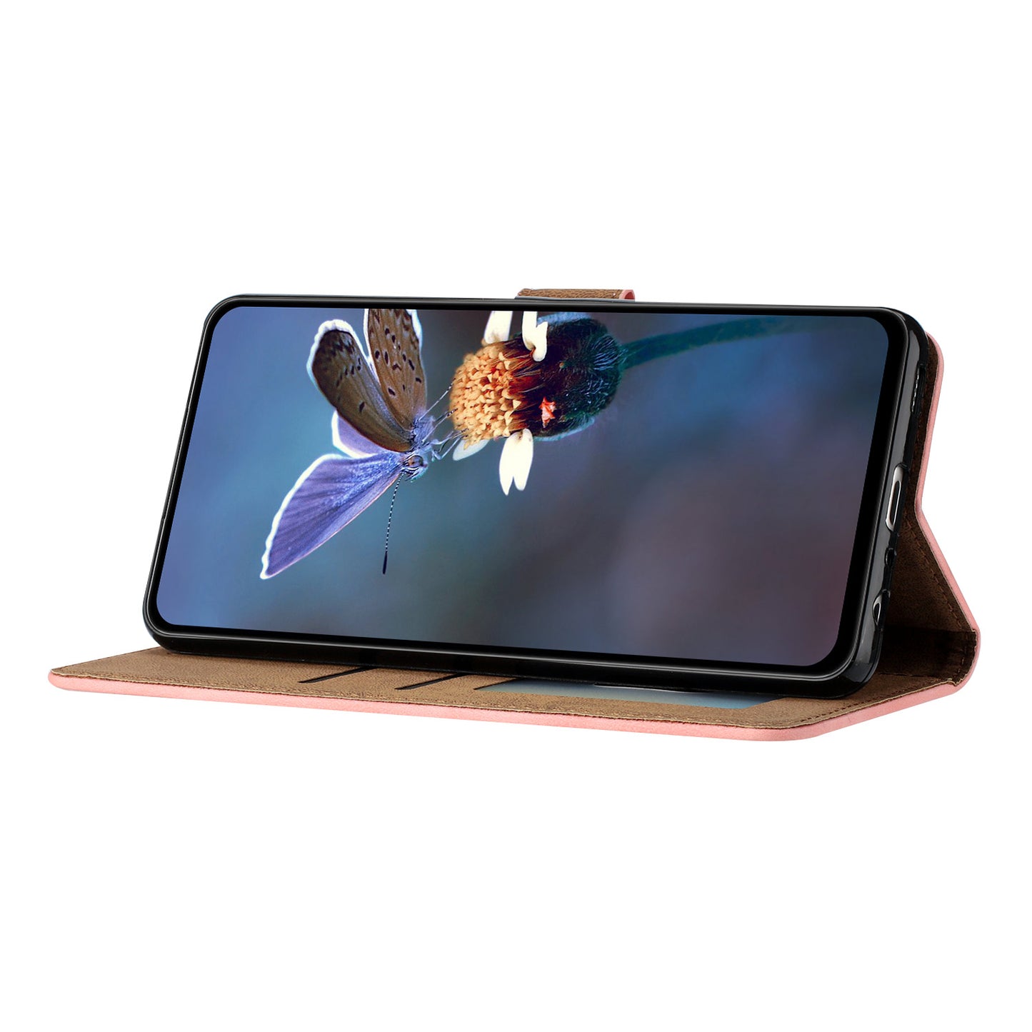 For Samsung Galaxy A06 Case Imprinted Butterfly Leather Wallet Phone Cover - Pink