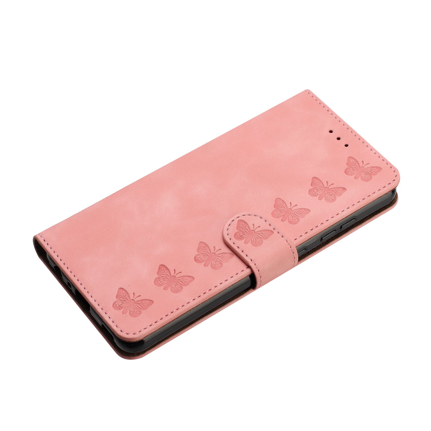 For Samsung Galaxy A06 Case Imprinted Butterfly Leather Wallet Phone Cover - Pink