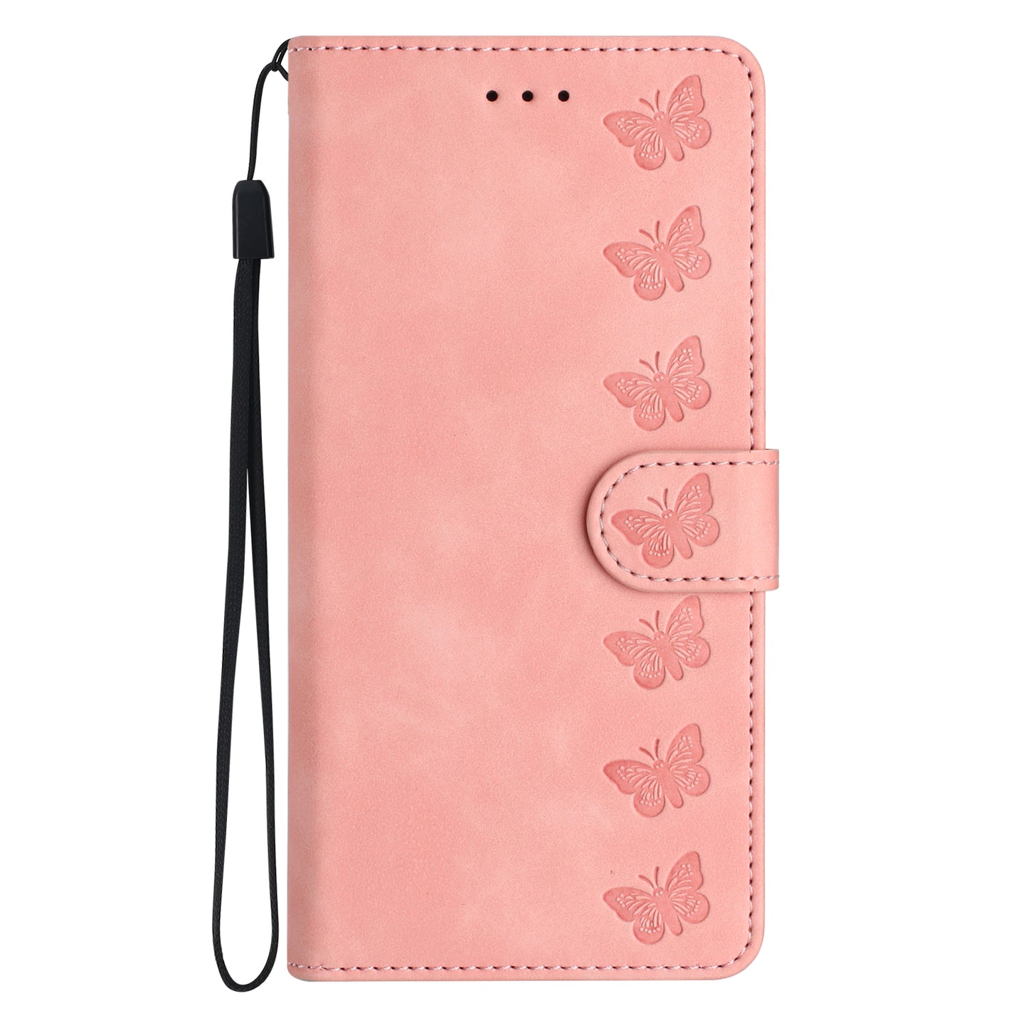 For Samsung Galaxy A06 Case Imprinted Butterfly Leather Wallet Phone Cover - Pink