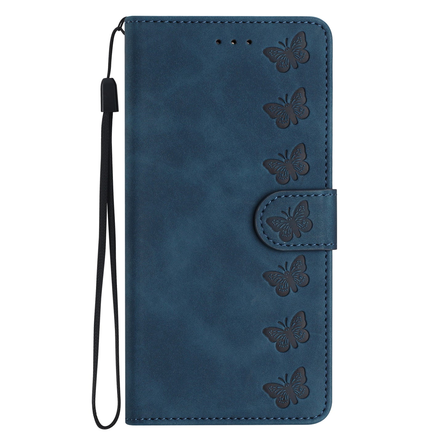For Samsung Galaxy A06 Case Imprinted Butterfly Leather Wallet Phone Cover - Blue