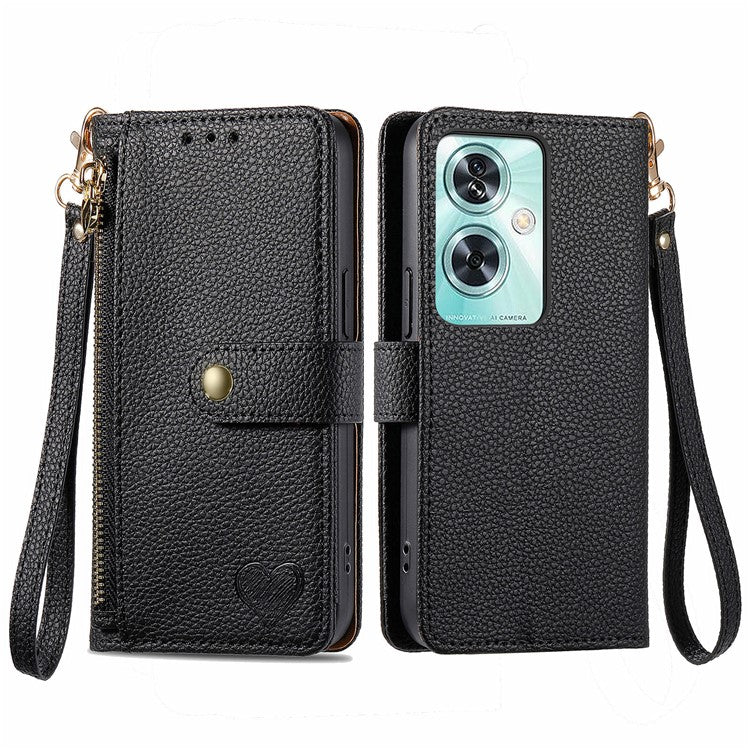 For OnePlus Nord N30 SE 5G Case RFID Blocking Zipper Pocket Leather Wallet Phone Cover - Black