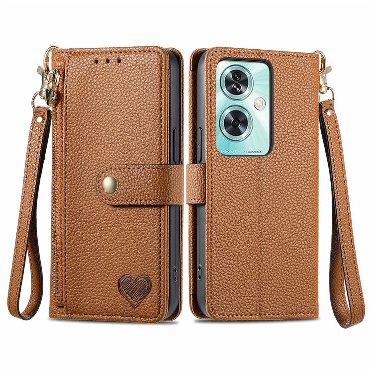 For OnePlus Nord N30 SE 5G Case RFID Blocking Zipper Pocket Leather Wallet Phone Cover - Brown