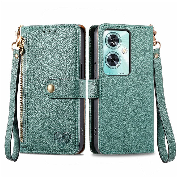 For OnePlus Nord N30 SE 5G Case RFID Blocking Zipper Pocket Leather Wallet Phone Cover - Green