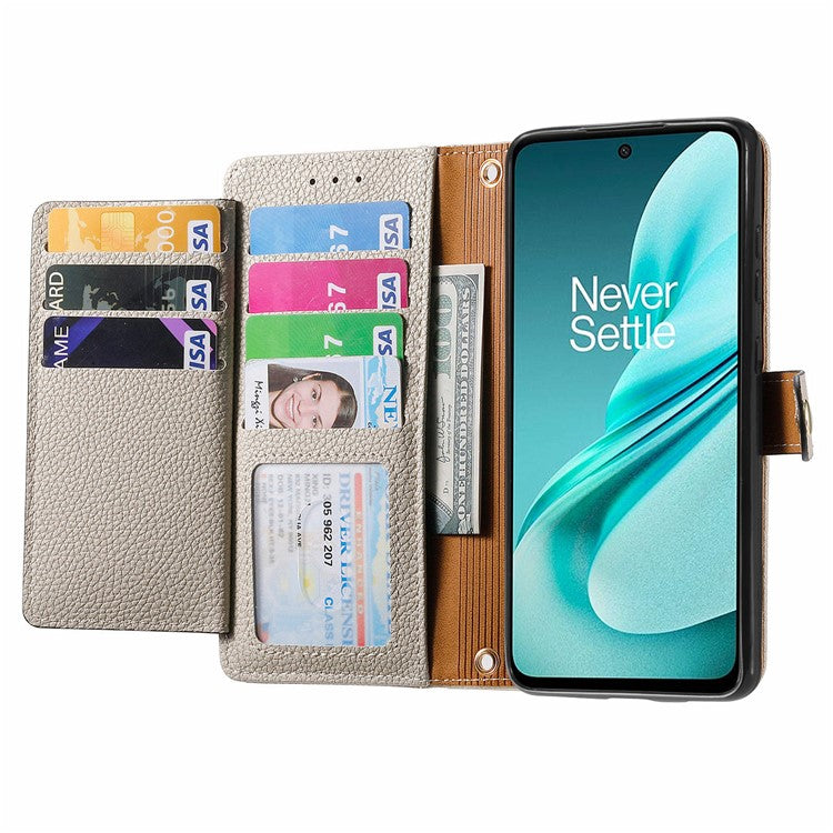 For OnePlus Nord N30 SE 5G Case RFID Blocking Zipper Pocket Leather Wallet Phone Cover - Grey