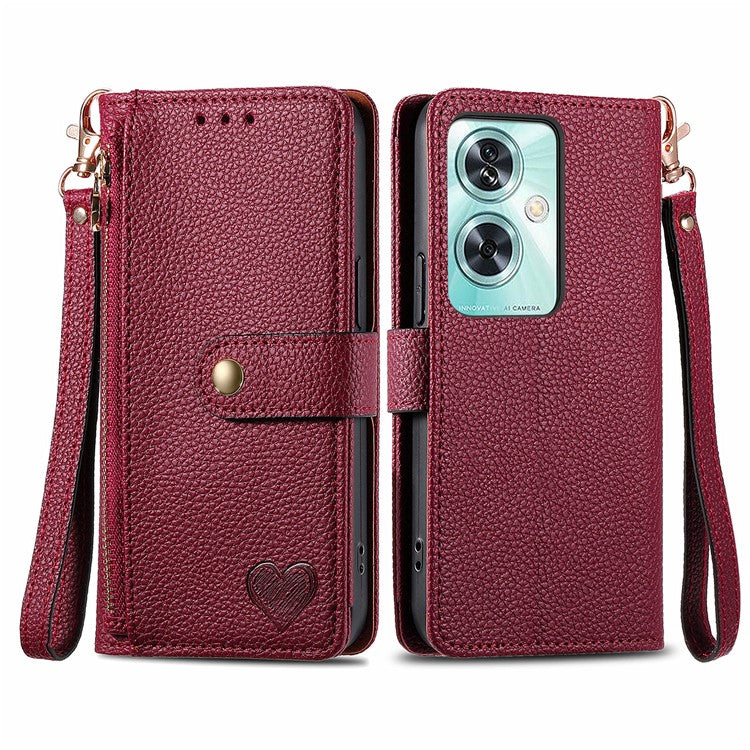 For OnePlus Nord N30 SE 5G Case RFID Blocking Zipper Pocket Leather Wallet Phone Cover - Red
