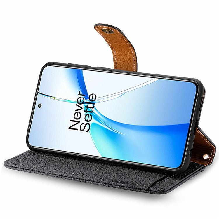 For OnePlus Nord CE4 5G Case RFID Blocking Zipper Pocket Leather Wallet Phone Cover - Black