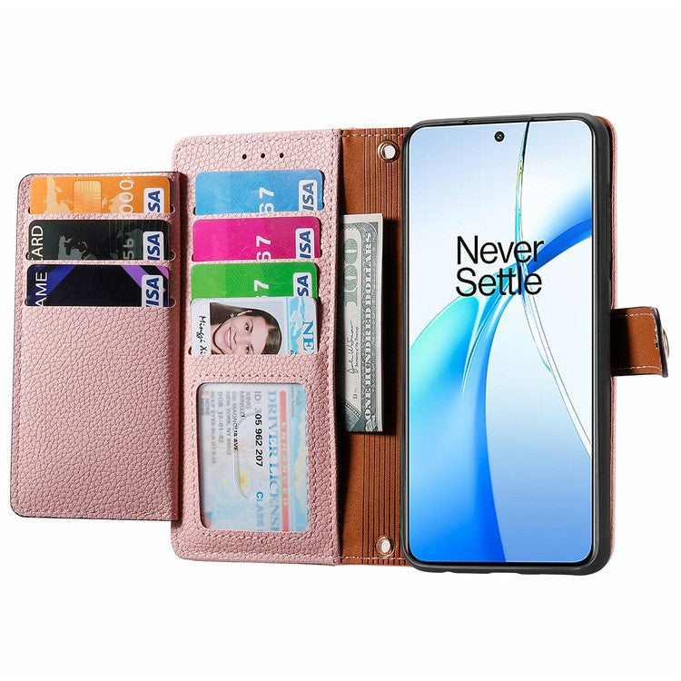 For OnePlus Nord CE4 5G Case RFID Blocking Zipper Pocket Leather Wallet Phone Cover - Pink