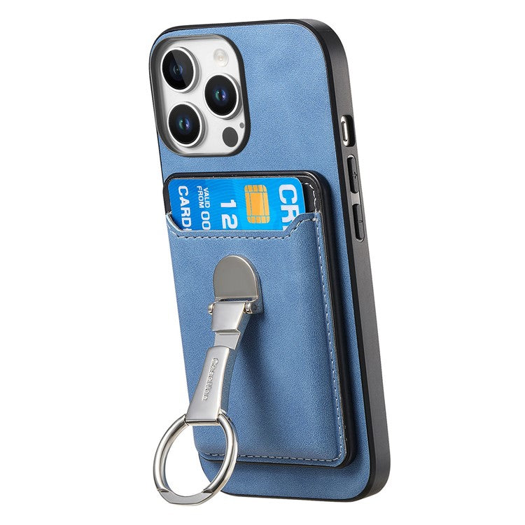 For iPhone 16 Pro Case Compatible with MagSafe Skin-Touch Cover with Card Bag Kickstand - Blue