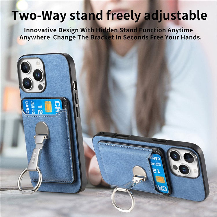 For iPhone 16 Pro Case Compatible with MagSafe Skin-Touch Cover with Card Bag Kickstand - Blue