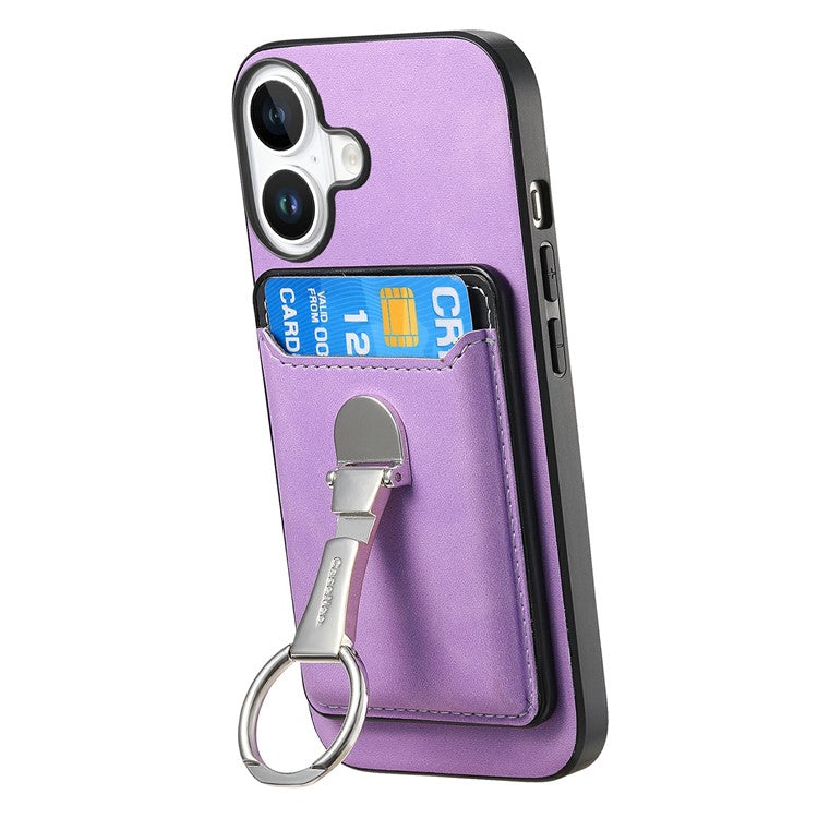 For iPhone 16 Case Compatible with MagSafe Skin-Touch Cover with Card Bag Kickstand - Purple