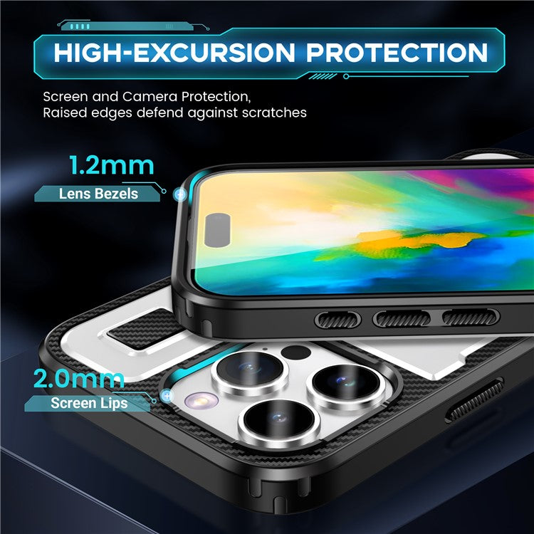 For iPhone 16 Pro Case TPU+PC Kickstand Phone Cover with Silicone Finger Strap - White