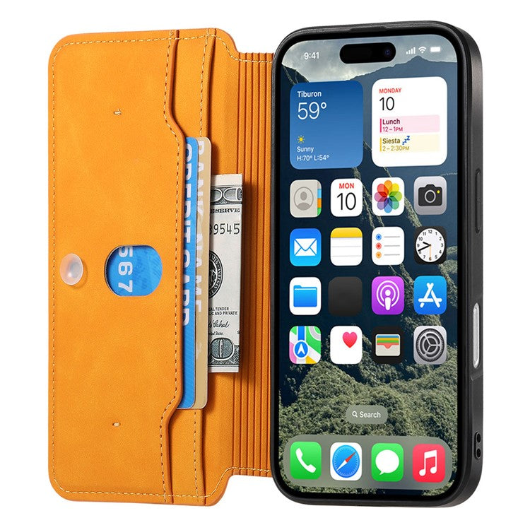 CASENEO For iPhone 16 Plus Case Cross Texture Leather Detachable Magnetic Phone Cover - Yellow