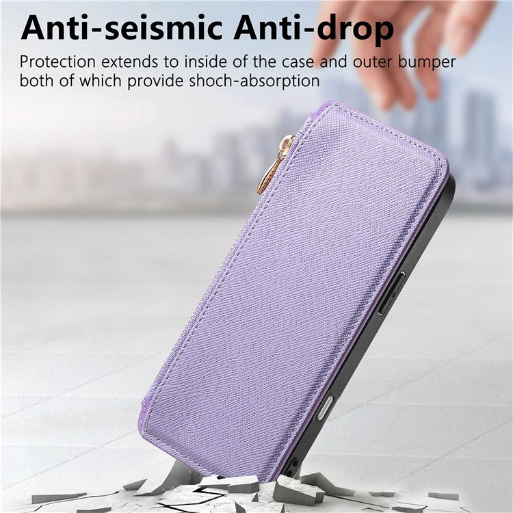 CASENEO For iPhone 16 Pro Case Cross Texture Leather Detachable Magnetic Phone Cover - Purple