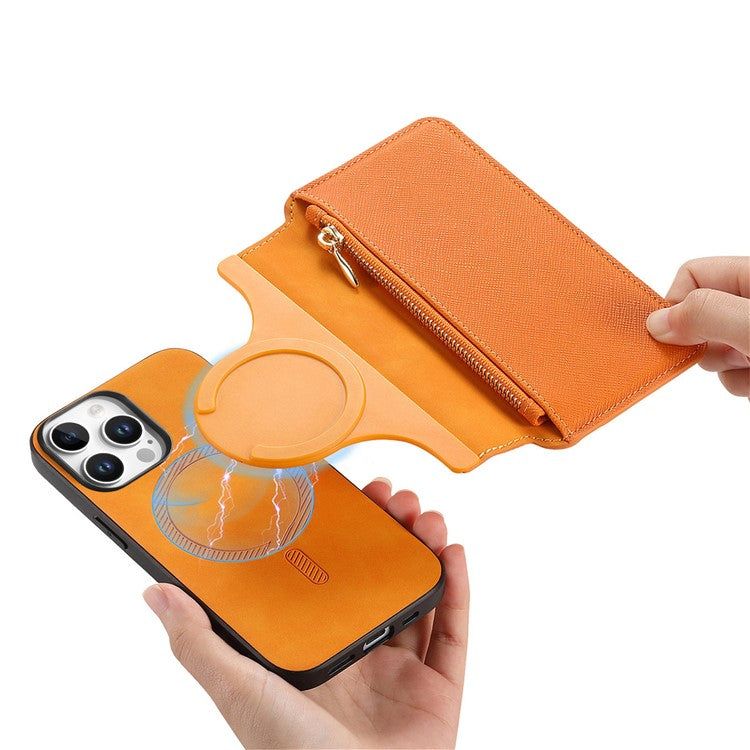 CASENEO For iPhone 16 Pro Case Cross Texture Leather Detachable Magnetic Phone Cover - Yellow