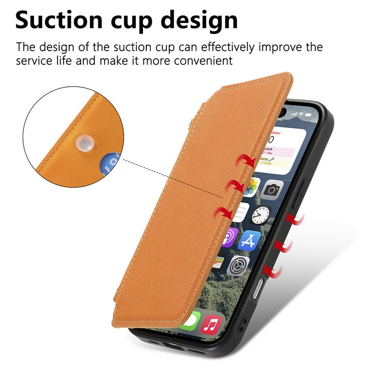 CASENEO For iPhone 16 Pro Case Cross Texture Leather Detachable Magnetic Phone Cover - Yellow