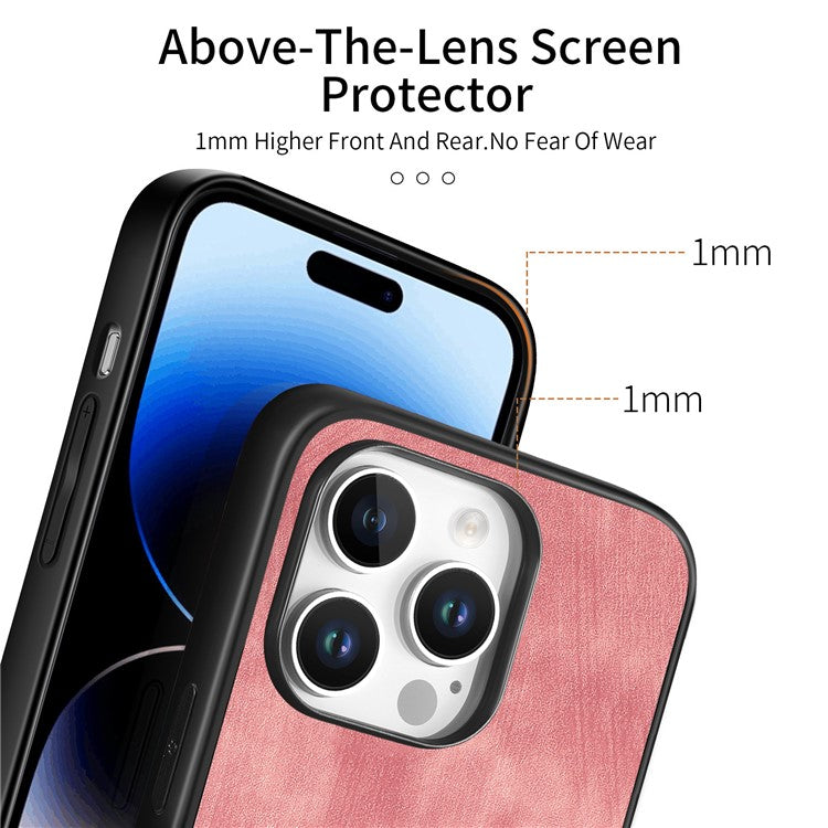 For iPhone 16 Pro Case Retro Leather + TPU Shockproof Protective Phone Cover - Pink