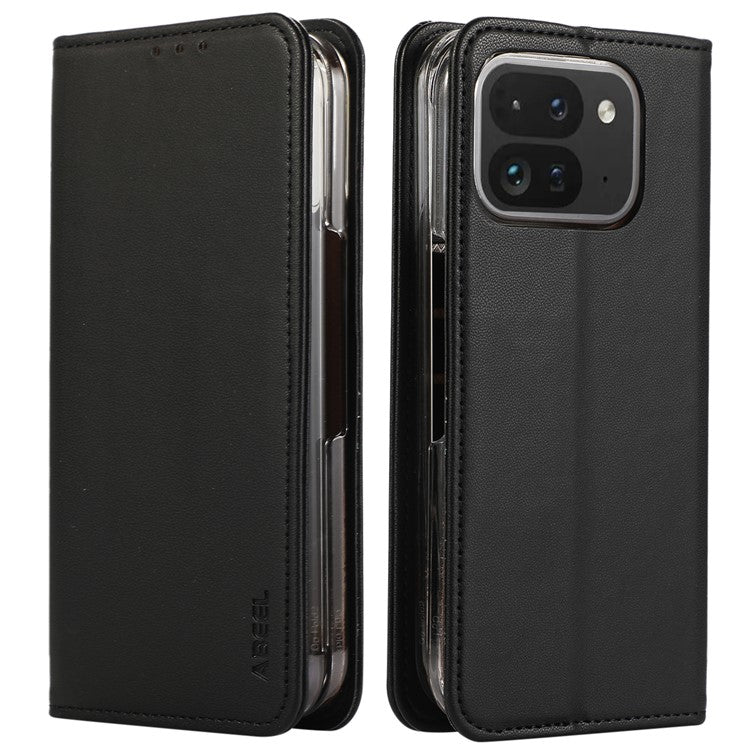 ABEEL For Google Pixel 9 Pro Fold 5G Phone Case RFID Blocking Leather Flip Cover - Black