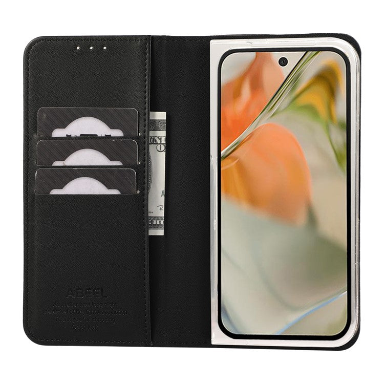 ABEEL For Google Pixel 9 Pro Fold 5G Phone Case RFID Blocking Leather Flip Cover - Black