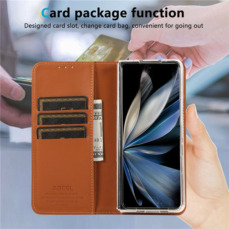 ABEEL For Google Pixel 9 Pro Fold 5G Phone Case RFID Blocking Leather Flip Cover - Brown