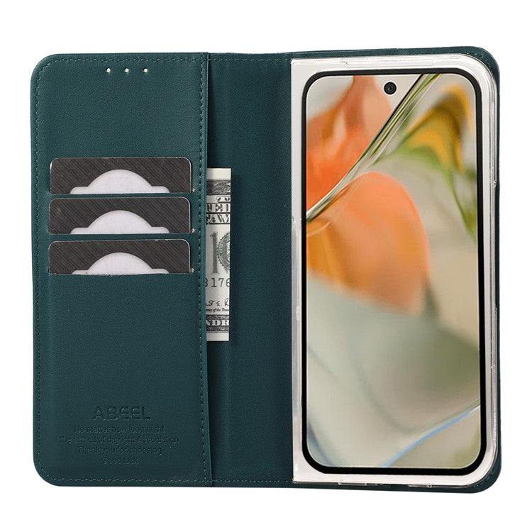ABEEL For Google Pixel 9 Pro Fold 5G Phone Case RFID Blocking Leather Flip Cover - Green