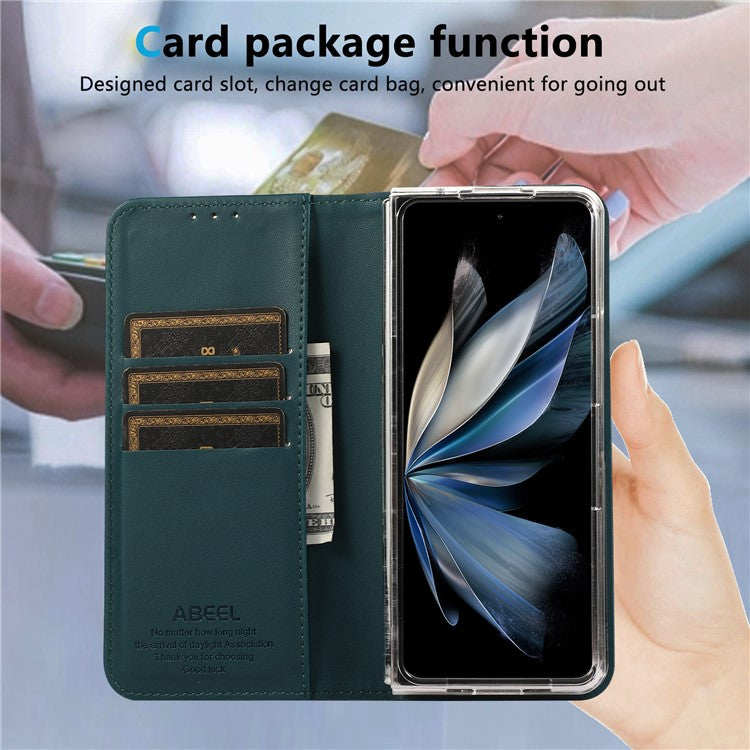 ABEEL For Google Pixel 9 Pro Fold 5G Phone Case RFID Blocking Leather Flip Cover - Green