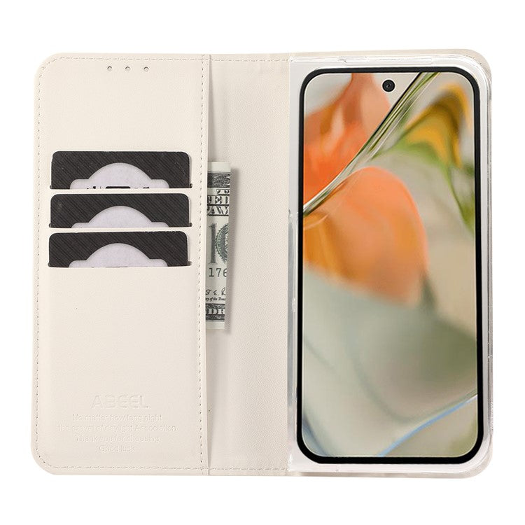 ABEEL For Google Pixel 9 Pro Fold 5G Phone Case RFID Blocking Leather Flip Cover - White