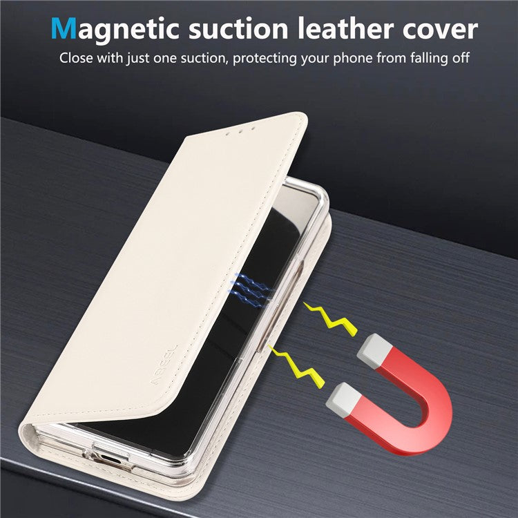 ABEEL For Google Pixel 9 Pro Fold 5G Phone Case RFID Blocking Leather Flip Cover - White