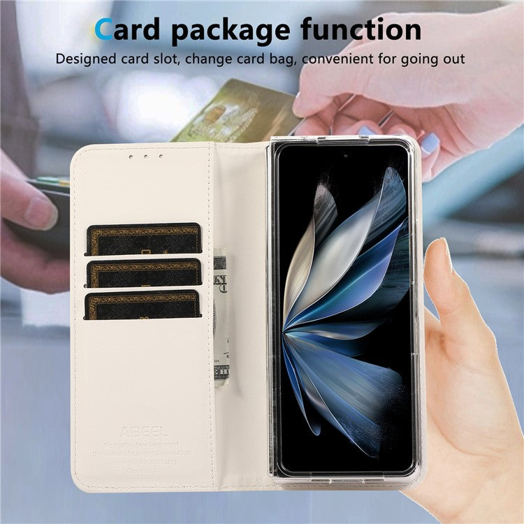 ABEEL For Google Pixel 9 Pro Fold 5G Phone Case RFID Blocking Leather Flip Cover - White