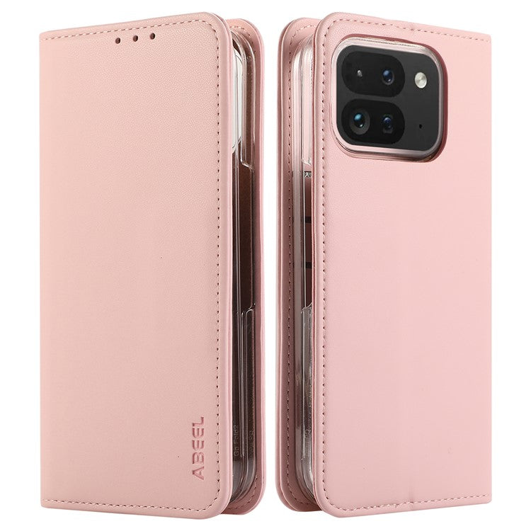 ABEEL For Google Pixel 9 Pro Fold 5G Phone Case RFID Blocking Leather Flip Cover - Pink