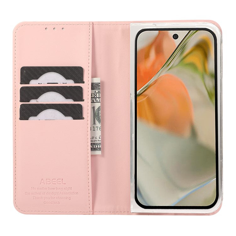 ABEEL For Google Pixel 9 Pro Fold 5G Phone Case RFID Blocking Leather Flip Cover - Pink