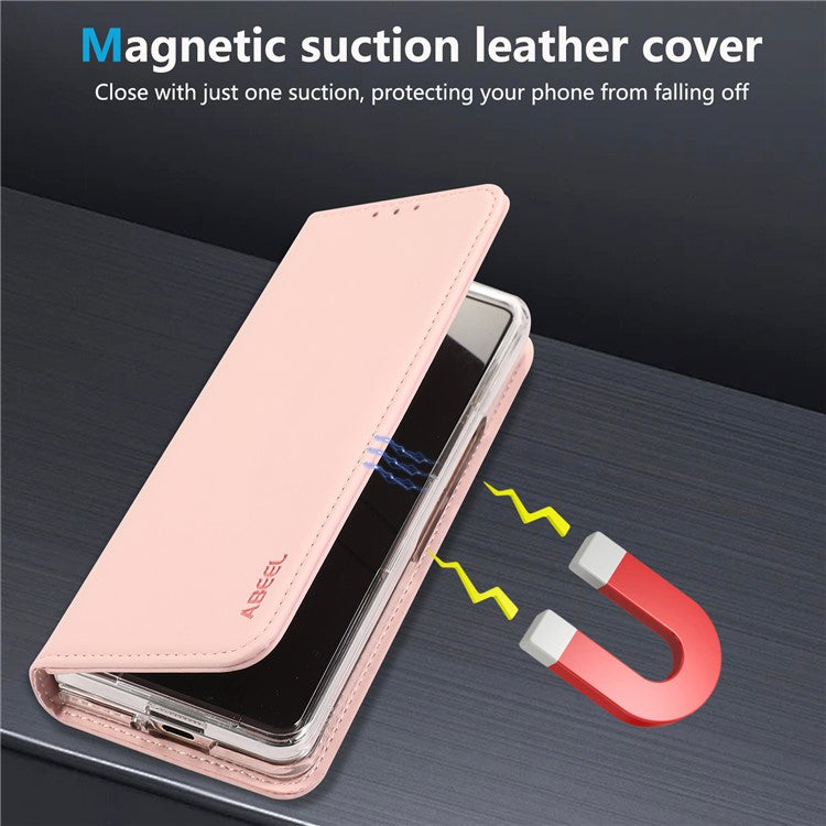 ABEEL For Google Pixel 9 Pro Fold 5G Phone Case RFID Blocking Leather Flip Cover - Pink