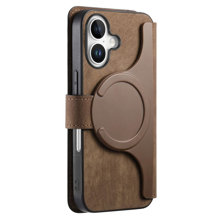 CASENEO For iPhone 16 Plus Case Detachable Wallet Leather+TPU Phone Cover - Brown