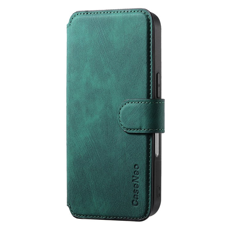 CASENEO For iPhone 16 Case Detachable Wallet Leather+TPU Phone Cover - Green