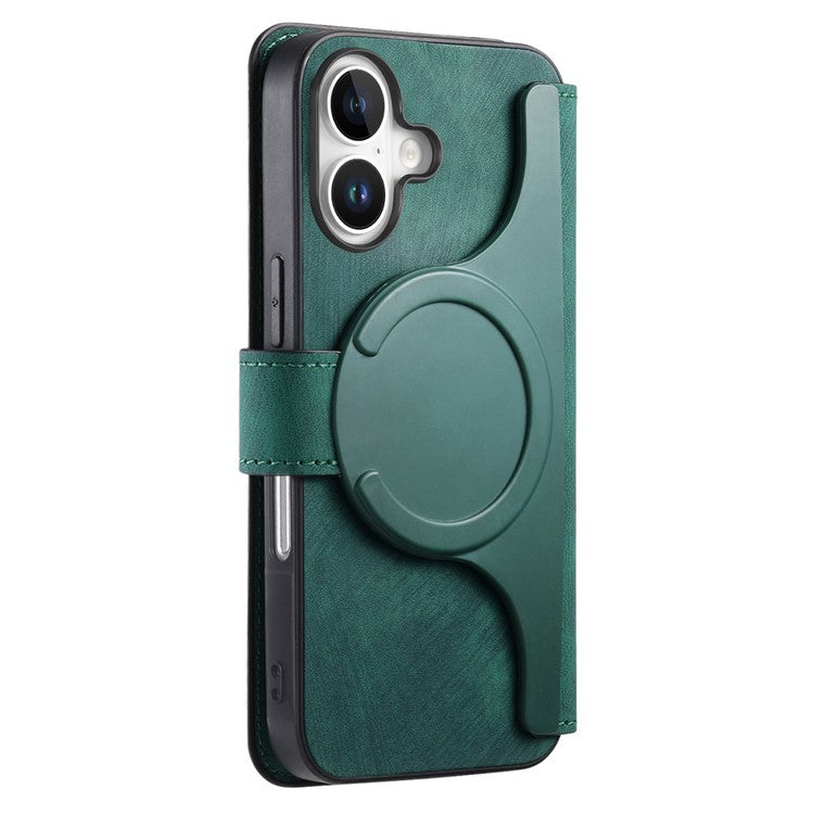 CASENEO For iPhone 16 Case Detachable Wallet Leather+TPU Phone Cover - Green