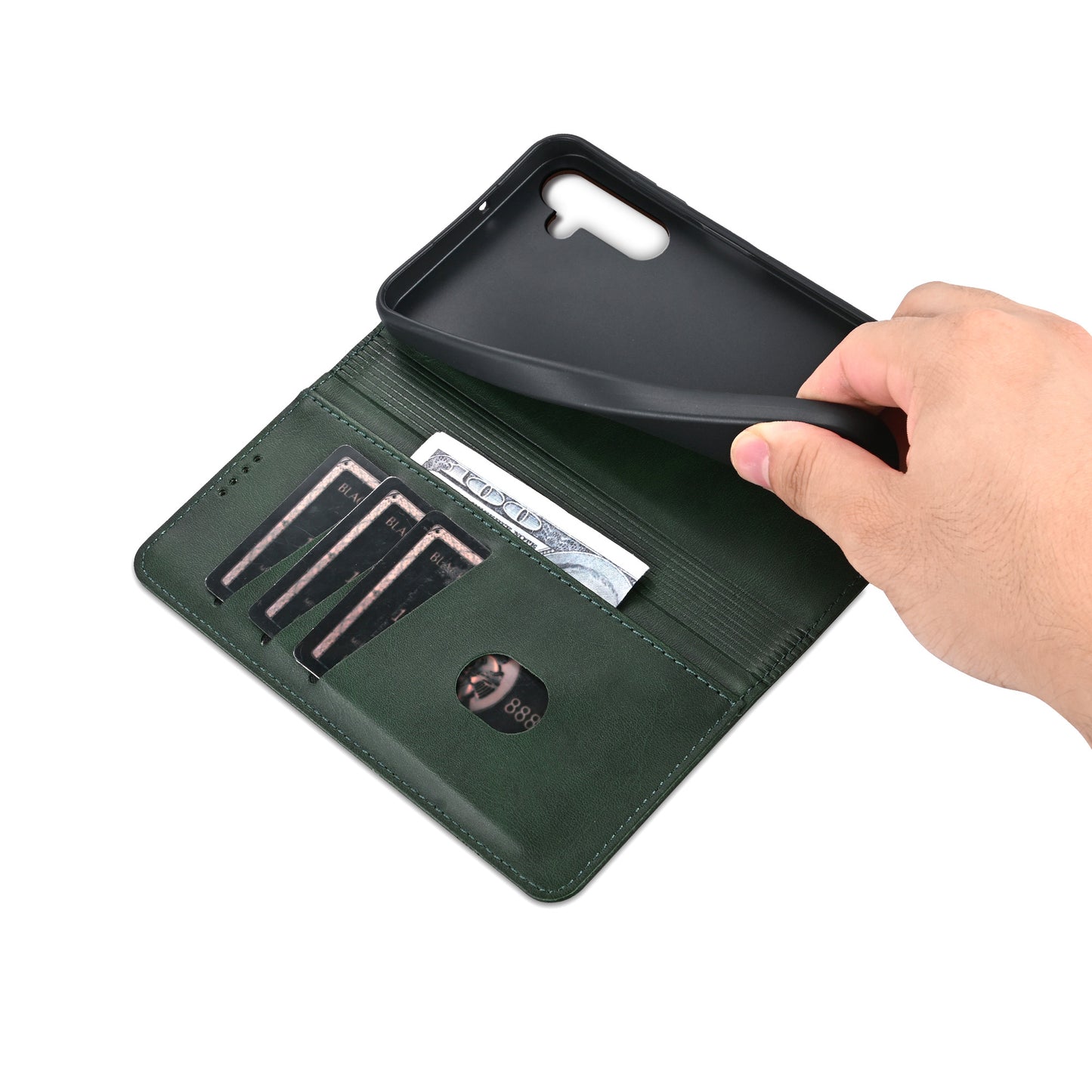 AZNS For Samsung Galaxy A16 5G / A16 4G Case Cowhide Texture PU Leather Wallet Phone Cover - Green