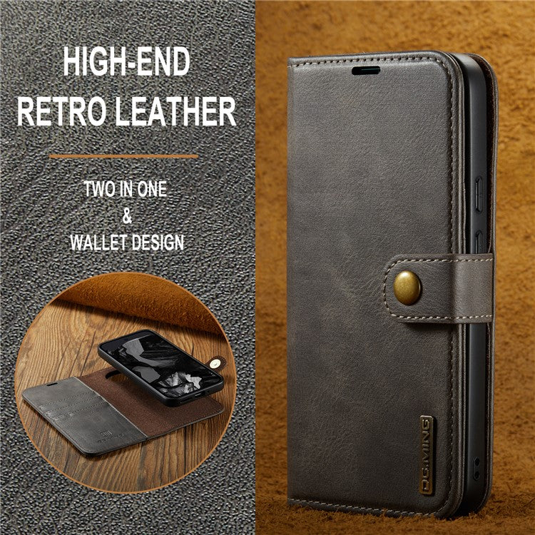 DG.MING for Google Pixel 9 Pro XL Case Detachable Split Leather Phone Cover - Grey