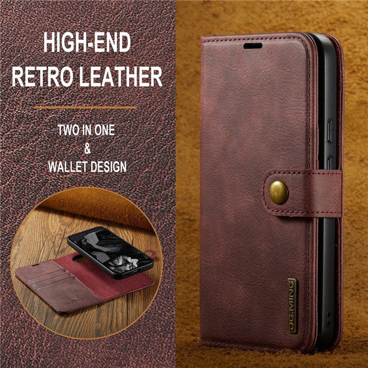 DG.MING for Google Pixel 9 Pro XL Case Detachable Split Leather Phone Cover - Red