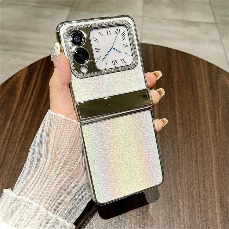 For Huawei nova Flip 5G Case Hinge Protection Leather+PC Rhinestone Phone Cover