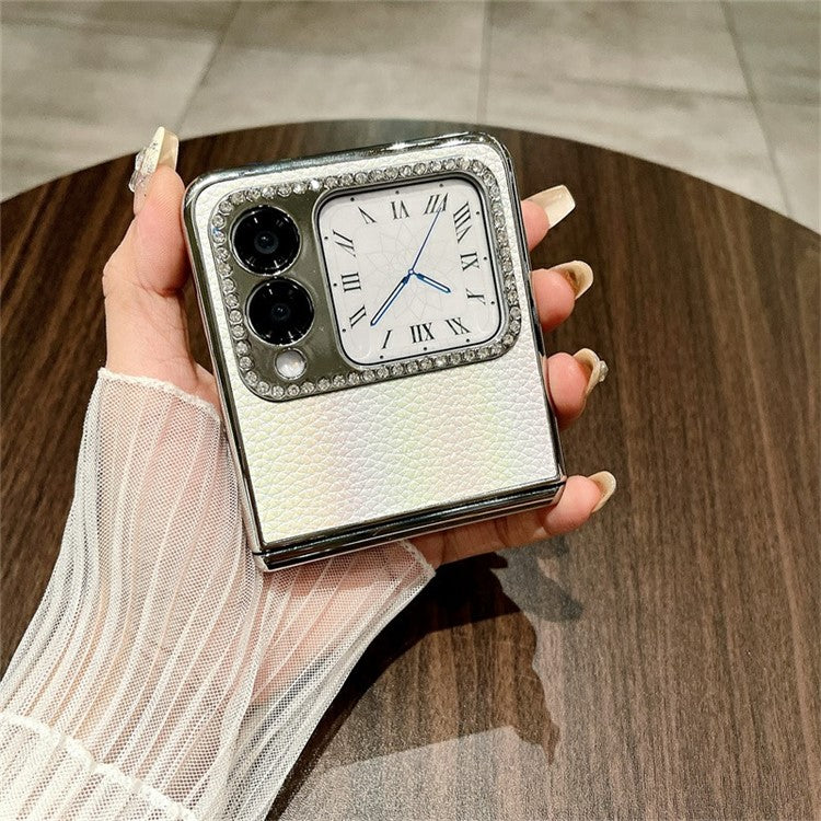 For Huawei nova Flip 5G Case Hinge Protection Leather+PC Rhinestone Phone Cover