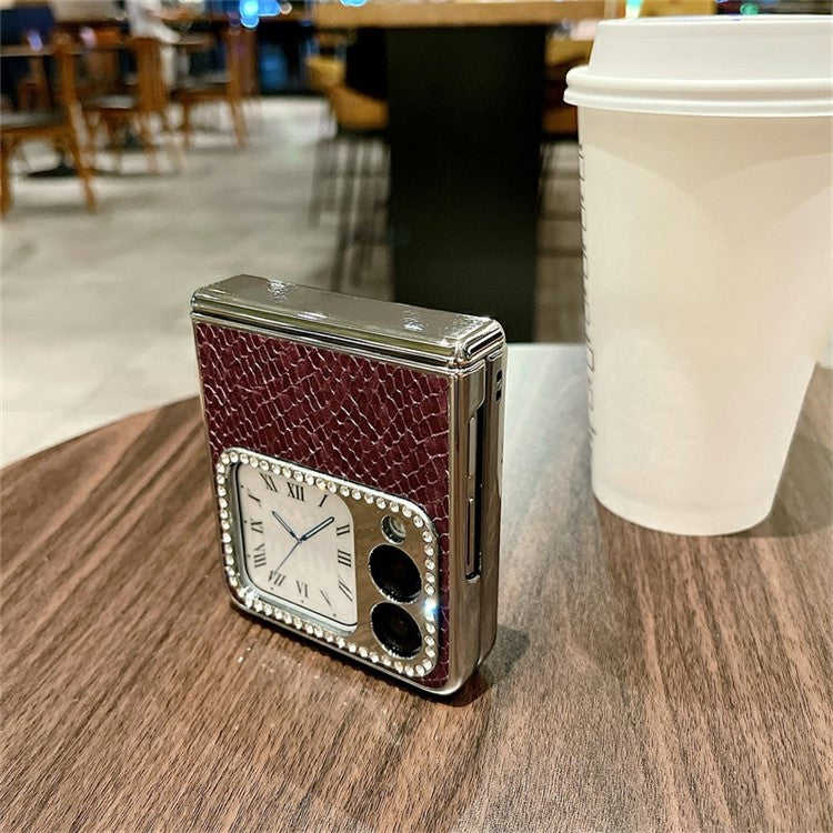 For Huawei nova Flip 5G Case Fish Scale Texture PU Leather+PC Rhinestone Phone Cover - Purple